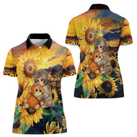 Baby Monkey Punch Personalized Women Polo Shirt Sunflower Field Oil Painting Style