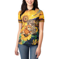 Baby Monkey Punch Personalized Women Polo Shirt Sunflower Field Oil Painting Style