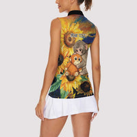 Baby Monkey Punch Personalized Women Sleeveless Polo Shirt Sunflower Field Oil Painting Style