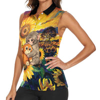 Baby Monkey Punch Personalized Women Sleeveless Polo Shirt Sunflower Field Oil Painting Style