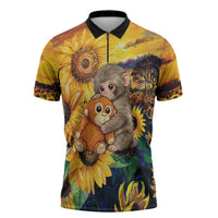 Baby Monkey Punch Personalized Zipper Polo Shirt Sunflower Field Oil Painting Style