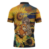 Baby Monkey Punch Personalized Zipper Polo Shirt Sunflower Field Oil Painting Style