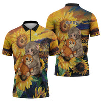 Baby Monkey Punch Personalized Zipper Polo Shirt Sunflower Field Oil Painting Style