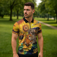 Baby Monkey Punch Personalized Zipper Polo Shirt Sunflower Field Oil Painting Style