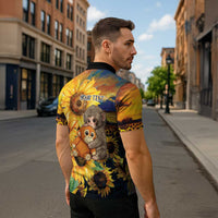 Baby Monkey Punch Personalized Zipper Polo Shirt Sunflower Field Oil Painting Style