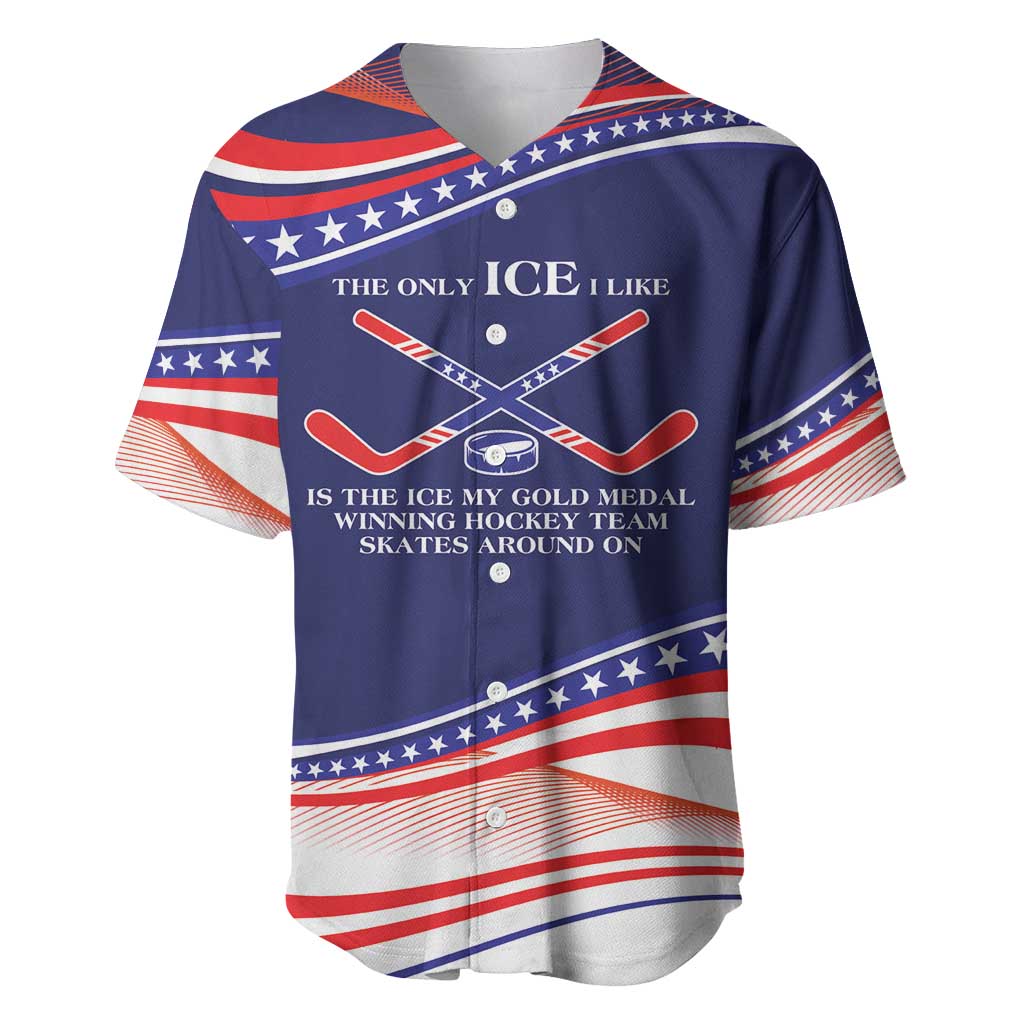 My Gold Medal Winning Hockey Team Personalized Baseball Jersey Blue Style