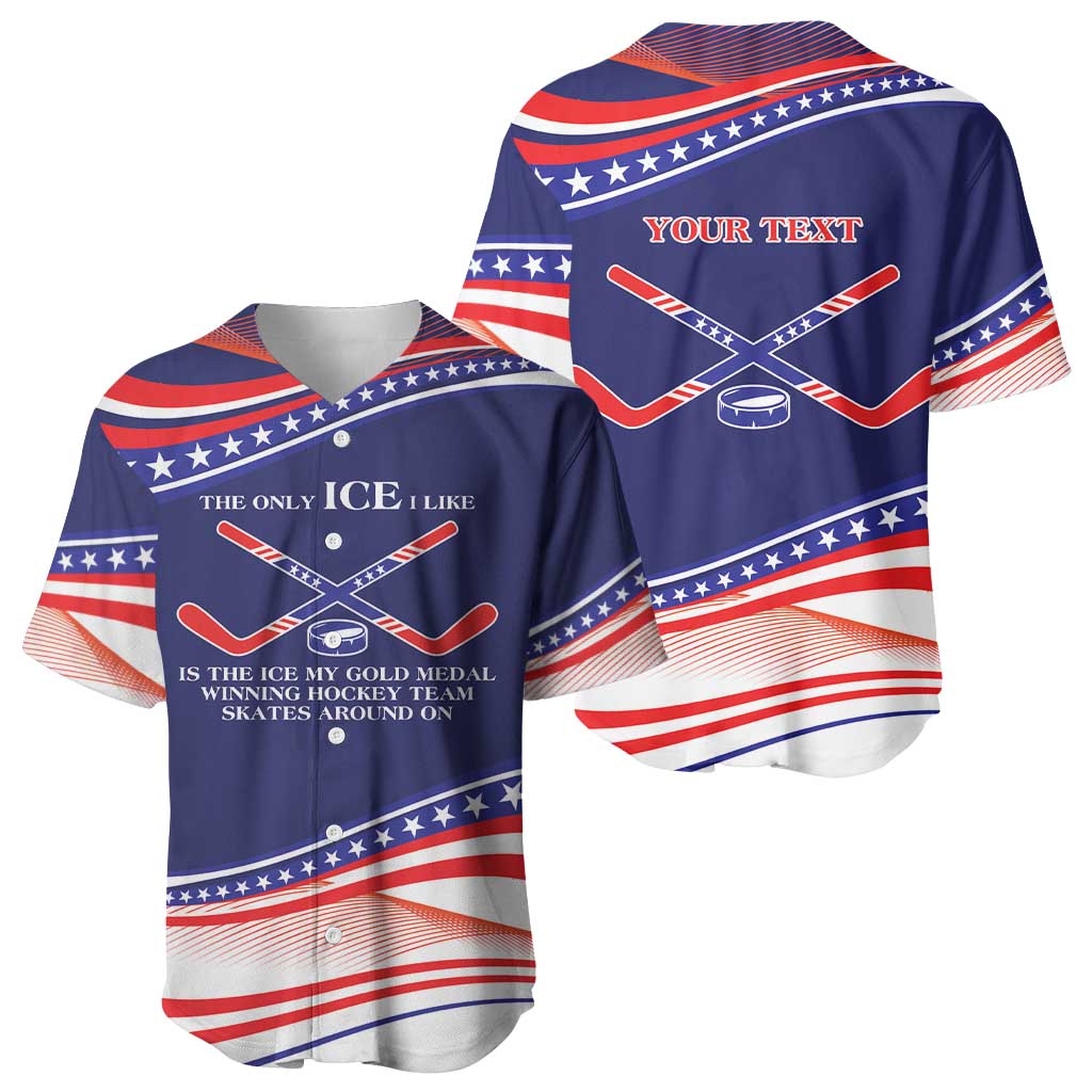 My Gold Medal Winning Hockey Team Personalized Baseball Jersey Blue Style