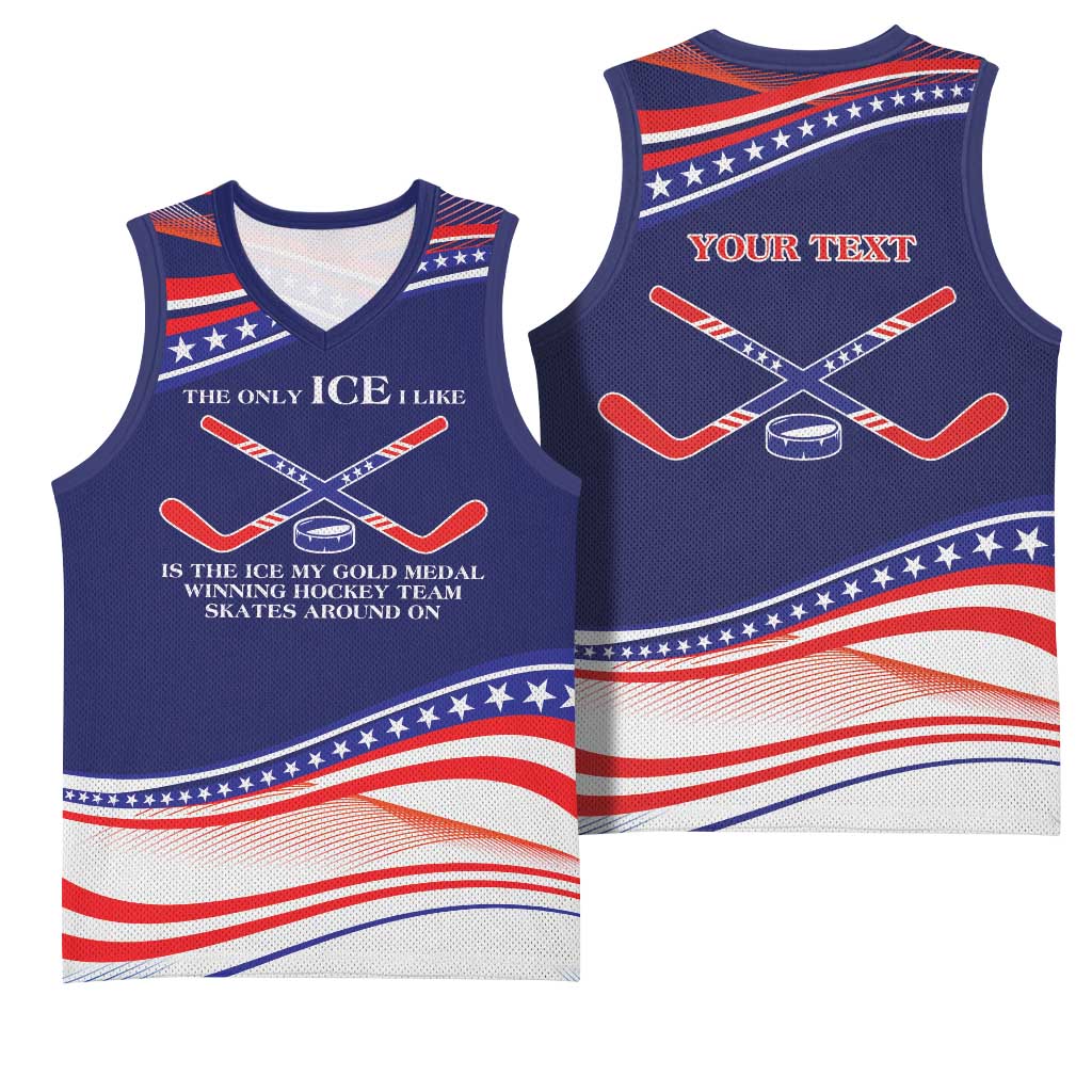 My Gold Medal Winning Hockey Team Personalized Basketball Jersey Blue Style