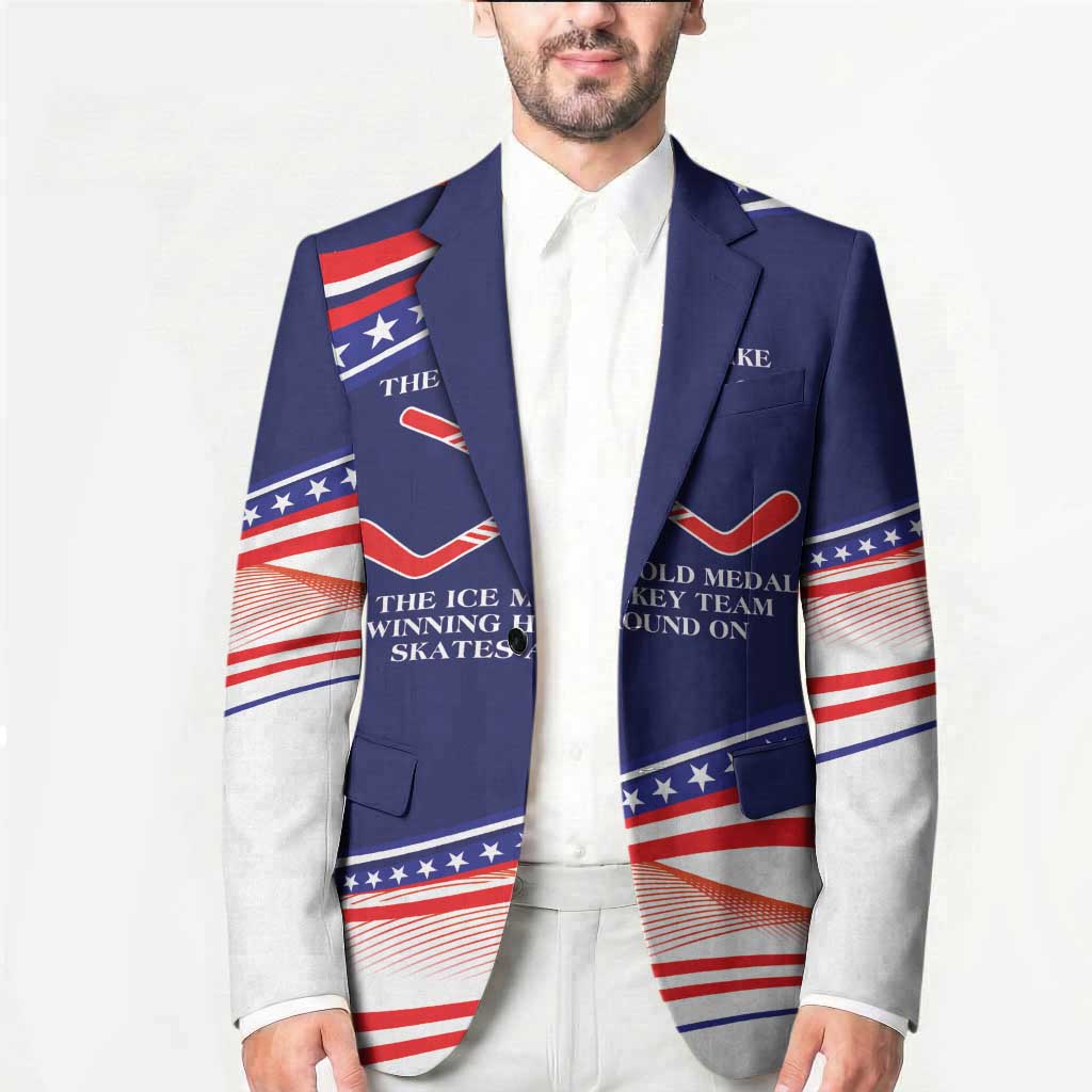 My Gold Medal Winning Hockey Team Personalized Blazer Blue Style