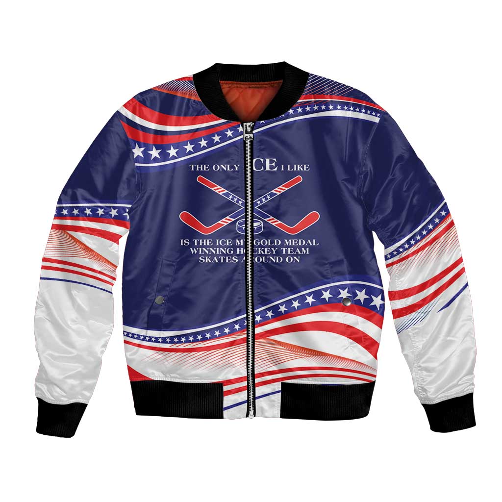My Gold Medal Winning Hockey Team Personalized Bomber Jacket Blue Style