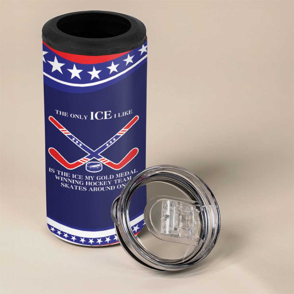 My Gold Medal Winning Hockey Team Personalized 4 in 1 Can Cooler Tumbler Blue Style
