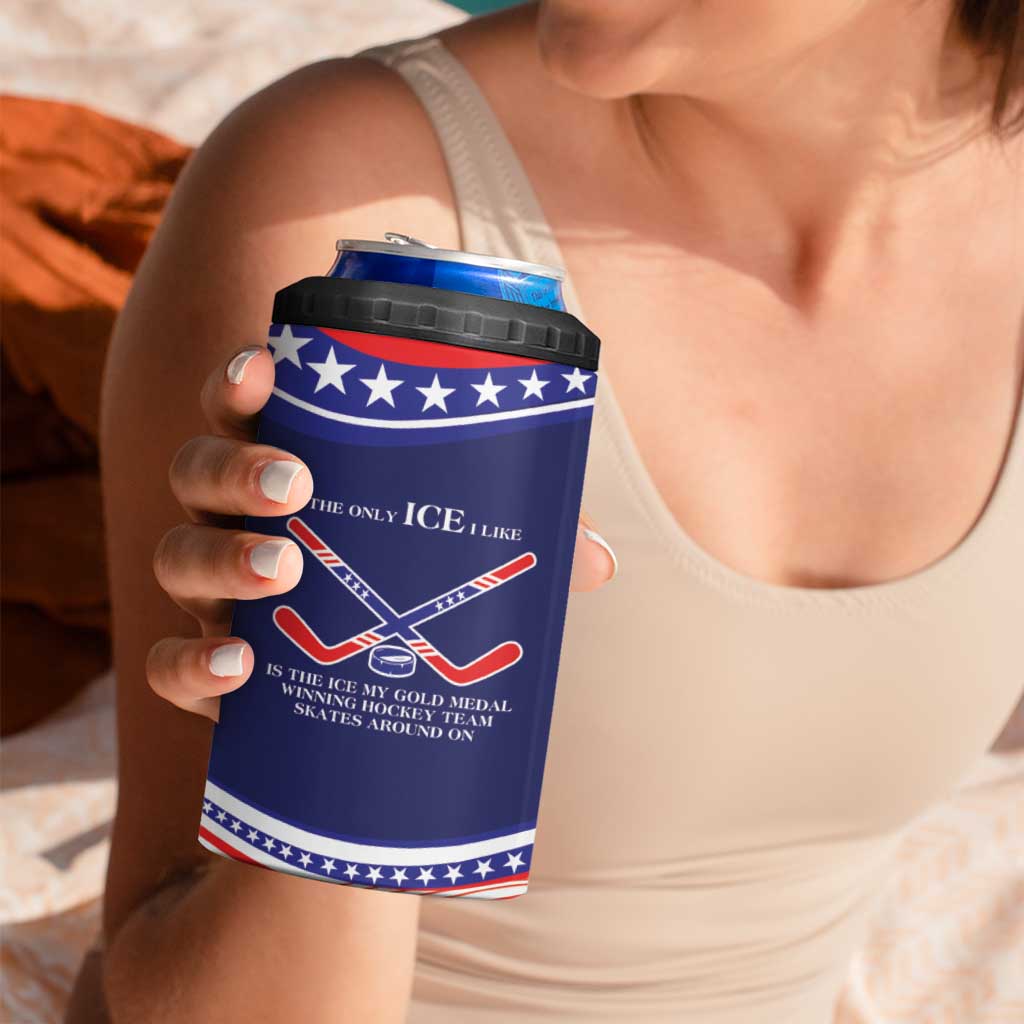 My Gold Medal Winning Hockey Team Personalized 4 in 1 Can Cooler Tumbler Blue Style