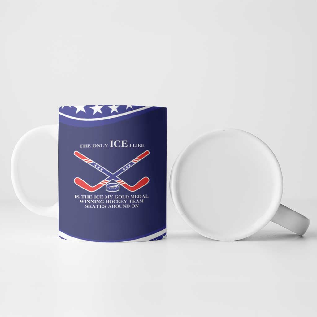 My Gold Medal Winning Hockey Team Personalized Ceramic Mug Blue Style