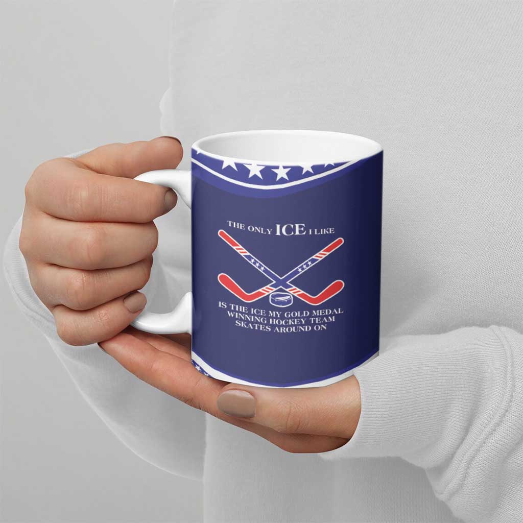 My Gold Medal Winning Hockey Team Personalized Ceramic Mug Blue Style