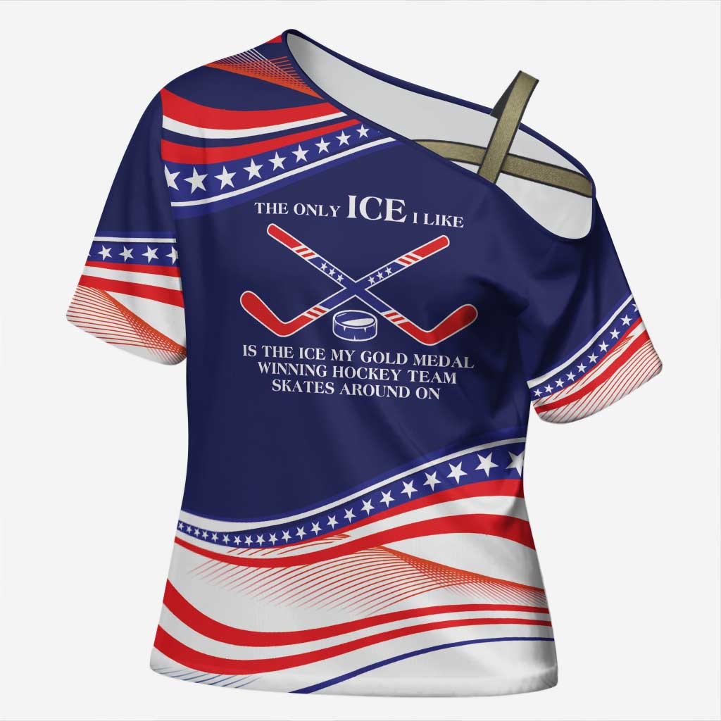 My Gold Medal Winning Hockey Team Personalized Cross Shoulder Shirt Blue Style
