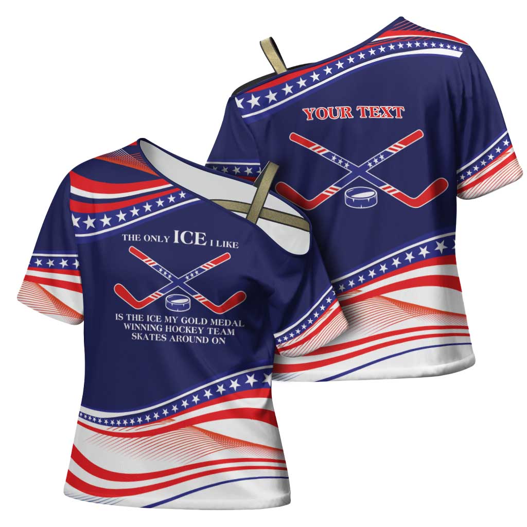 My Gold Medal Winning Hockey Team Personalized Cross Shoulder Shirt Blue Style
