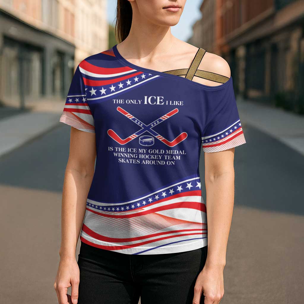 My Gold Medal Winning Hockey Team Personalized Cross Shoulder Shirt Blue Style