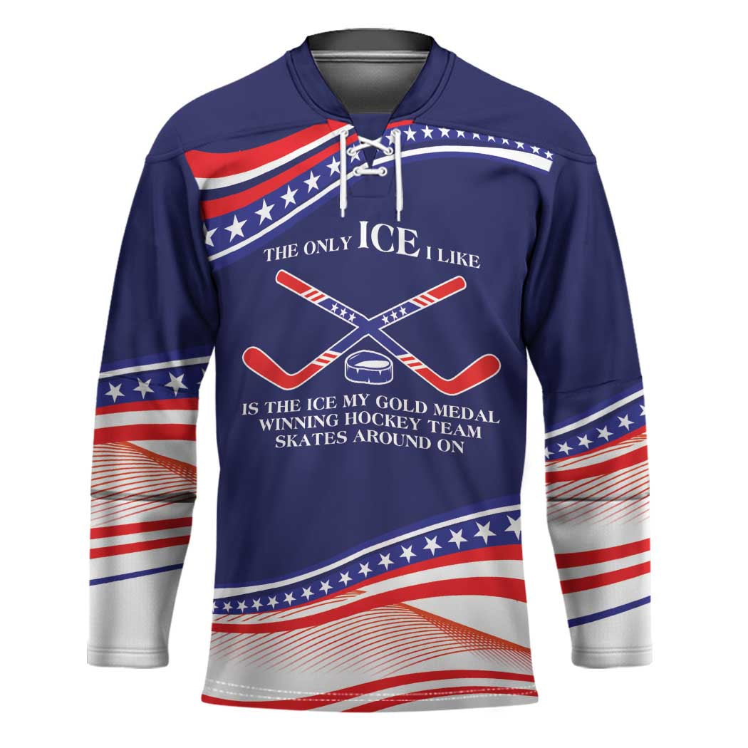 My Gold Medal Winning Hockey Team Personalized Hockey Jersey Blue Style