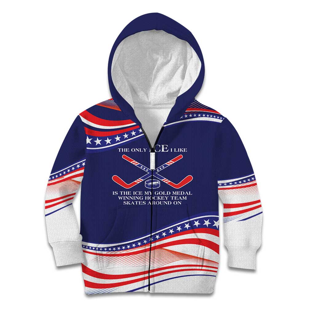 My Gold Medal Winning Hockey Team Personalized Kid Hoodie Blue Style