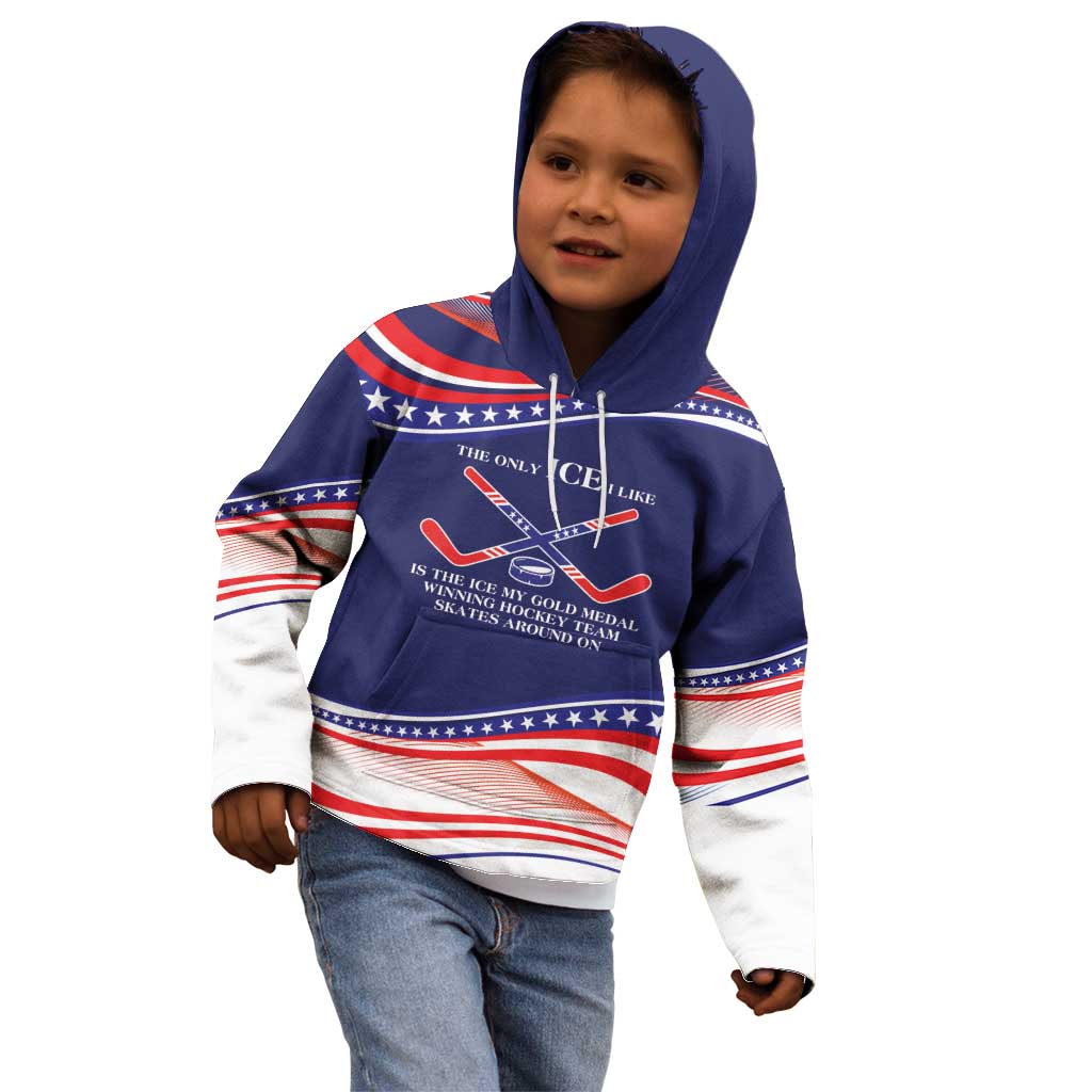 My Gold Medal Winning Hockey Team Personalized Kid Hoodie Blue Style