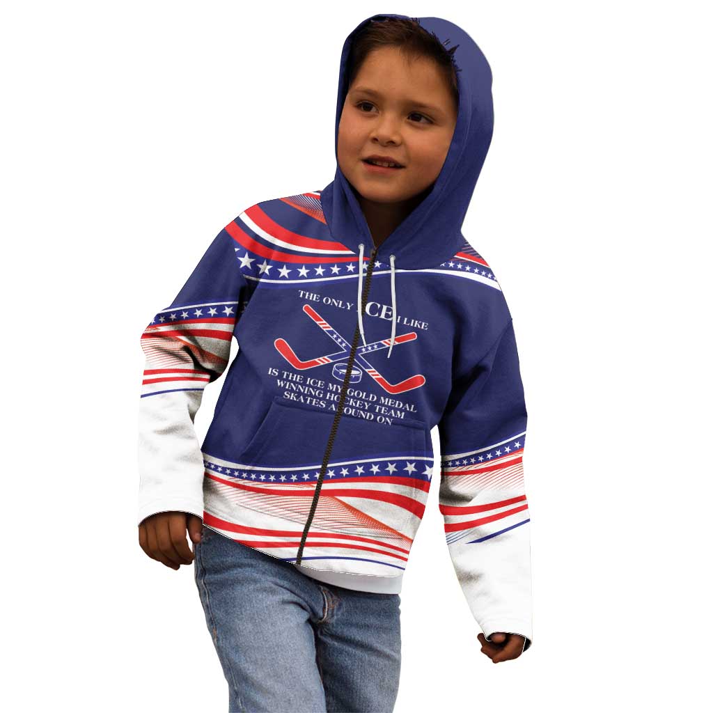 My Gold Medal Winning Hockey Team Personalized Kid Hoodie Blue Style