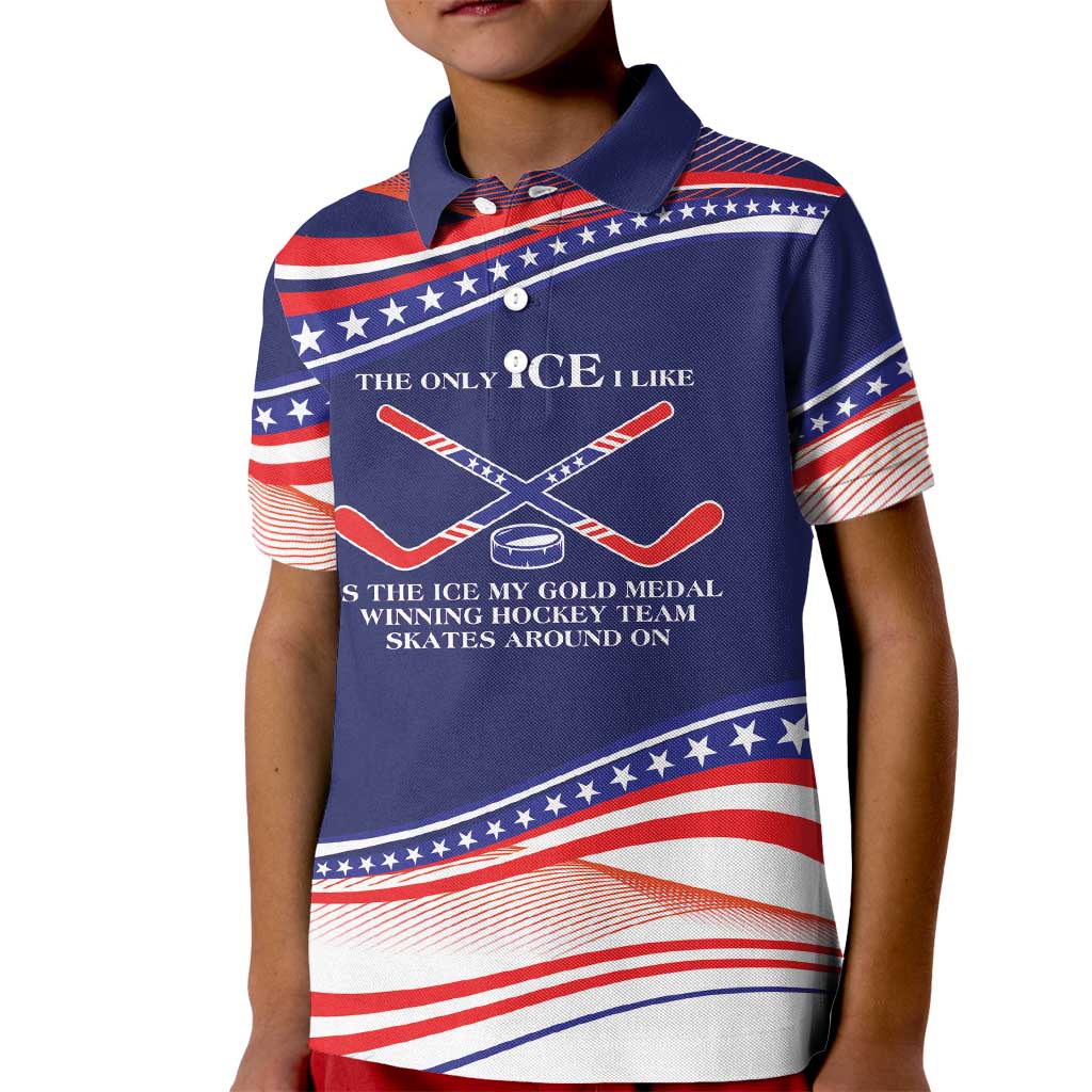 My Gold Medal Winning Hockey Team Personalized Kid Polo Shirt Blue Style