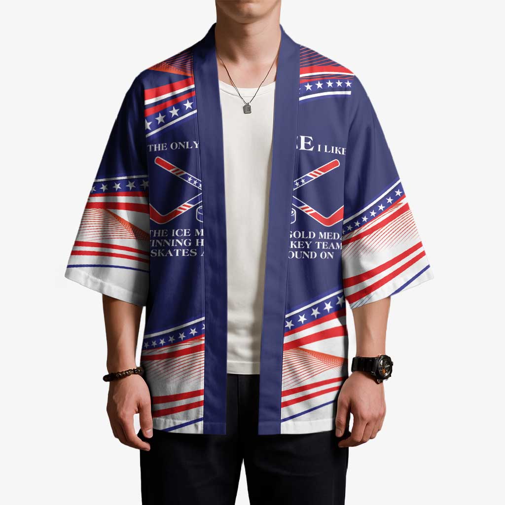 My Gold Medal Winning Hockey Team Personalized Kimono Blue Style