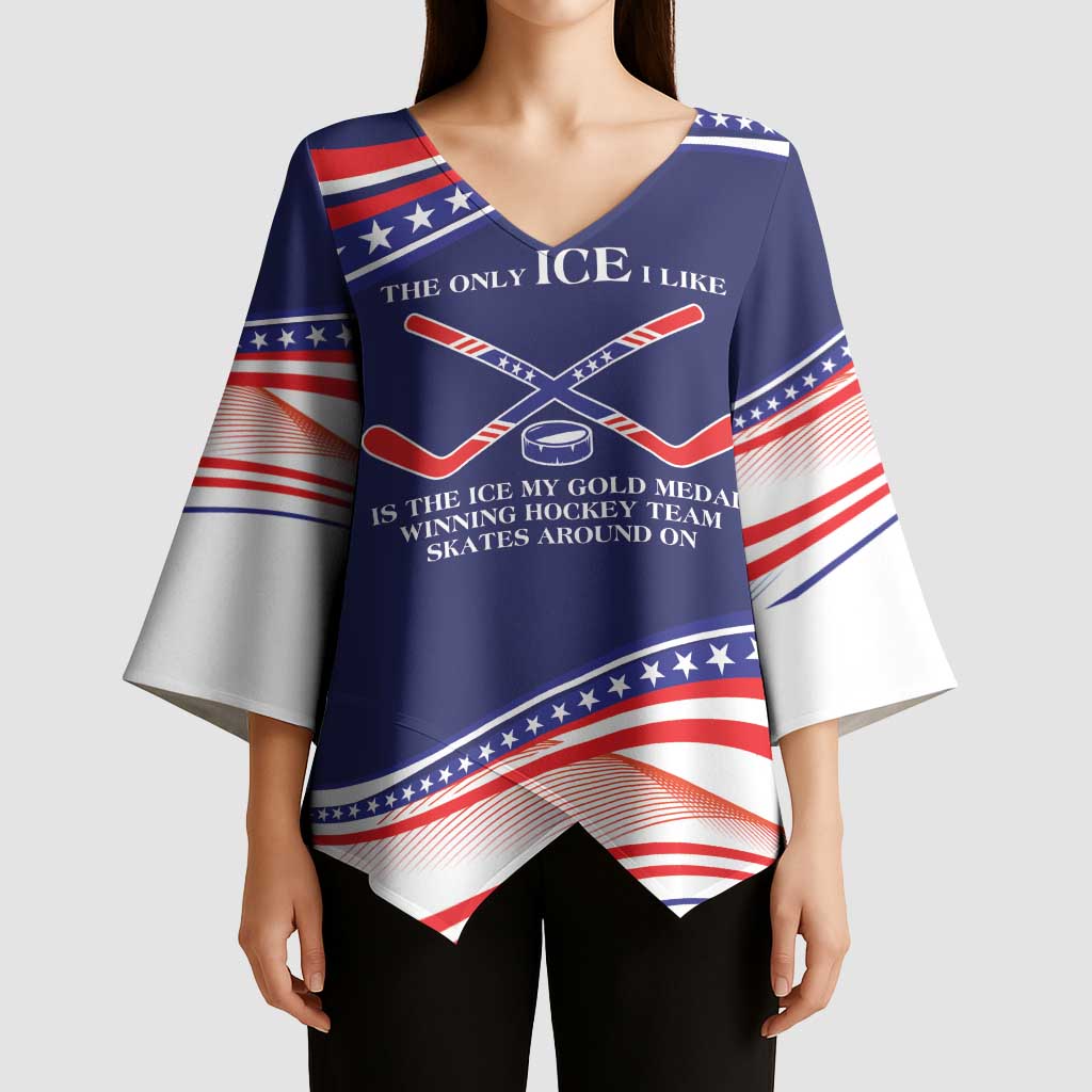 My Gold Medal Winning Hockey Team Personalized Kimono Sleeve Blouse Blue Style