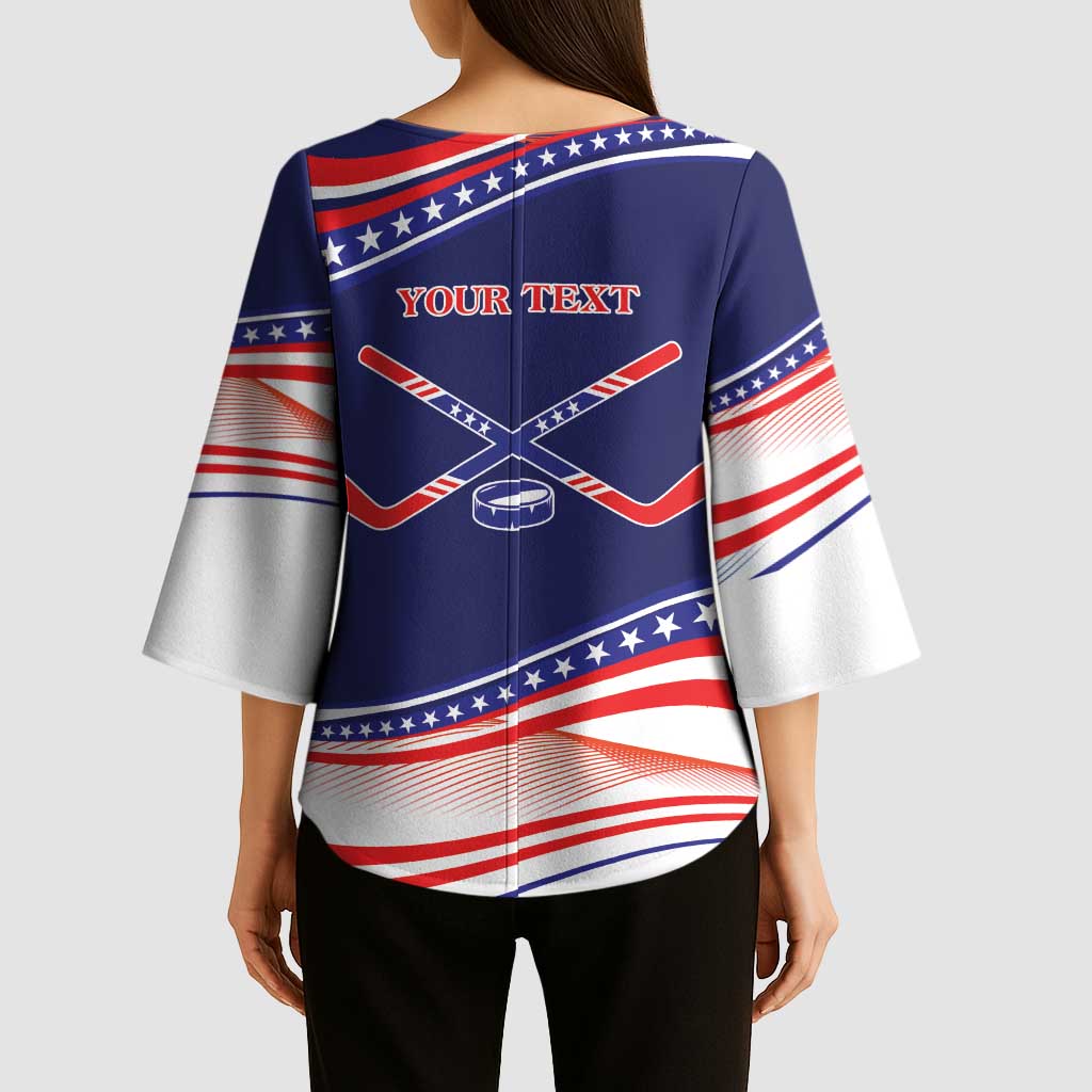 My Gold Medal Winning Hockey Team Personalized Kimono Sleeve Blouse Blue Style