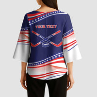 My Gold Medal Winning Hockey Team Personalized Kimono Sleeve Blouse Blue Style