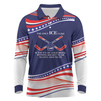 My Gold Medal Winning Hockey Team Personalized Long Sleeve Polo Shirt Blue Style