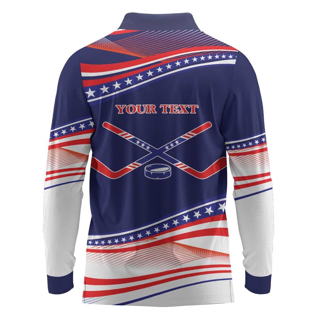 My Gold Medal Winning Hockey Team Personalized Long Sleeve Polo Shirt Blue Style