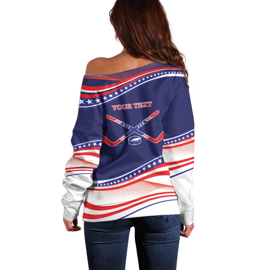 My Gold Medal Winning Hockey Team Personalized Off Shoulder Sweater Blue Style