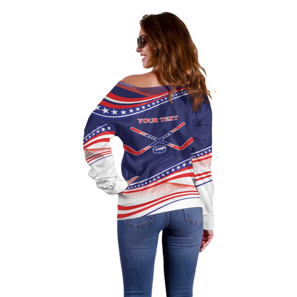 My Gold Medal Winning Hockey Team Personalized Off Shoulder Sweater Blue Style