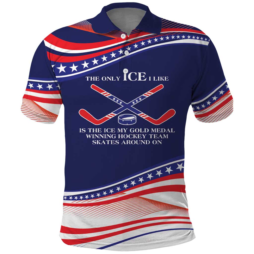 My Gold Medal Winning Hockey Team Personalized Polo Shirt Blue Style