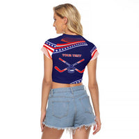 My Gold Medal Winning Hockey Team Personalized Raglan Cropped T Shirt Blue Style