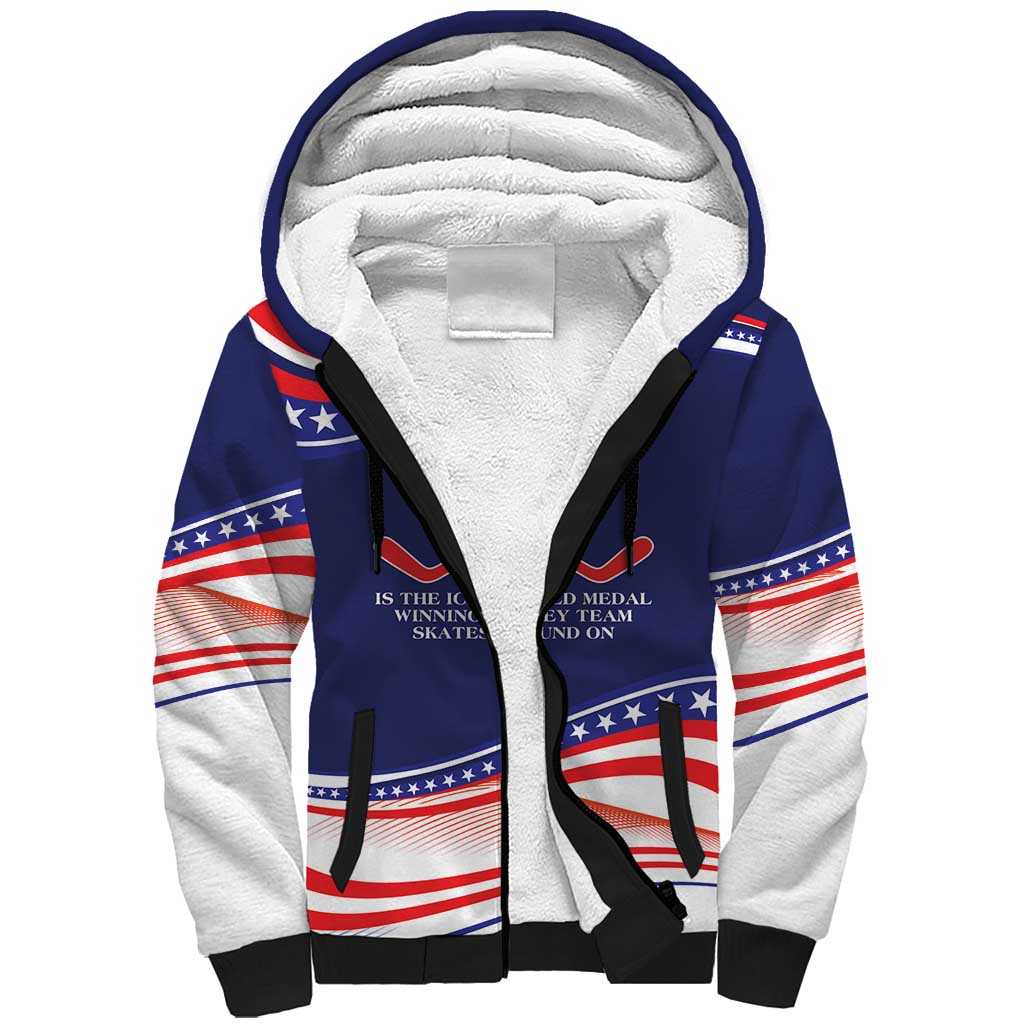 My Gold Medal Winning Hockey Team Personalized Sherpa Hoodie Blue Style