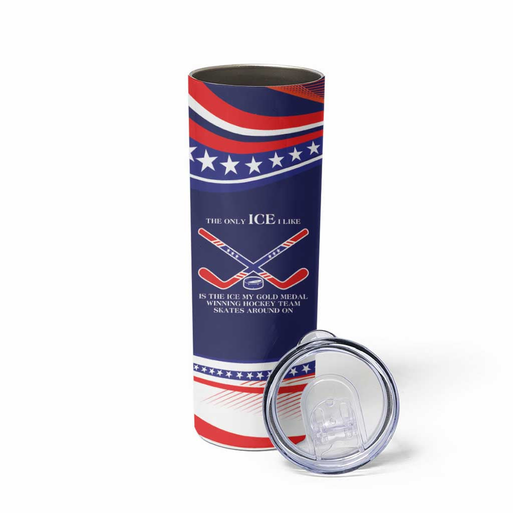 My Gold Medal Winning Hockey Team Personalized Skinny Tumbler Blue Style