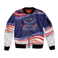 My Gold Medal Winning Hockey Team Personalized Sleeve Zip Bomber Jacket Blue Style
