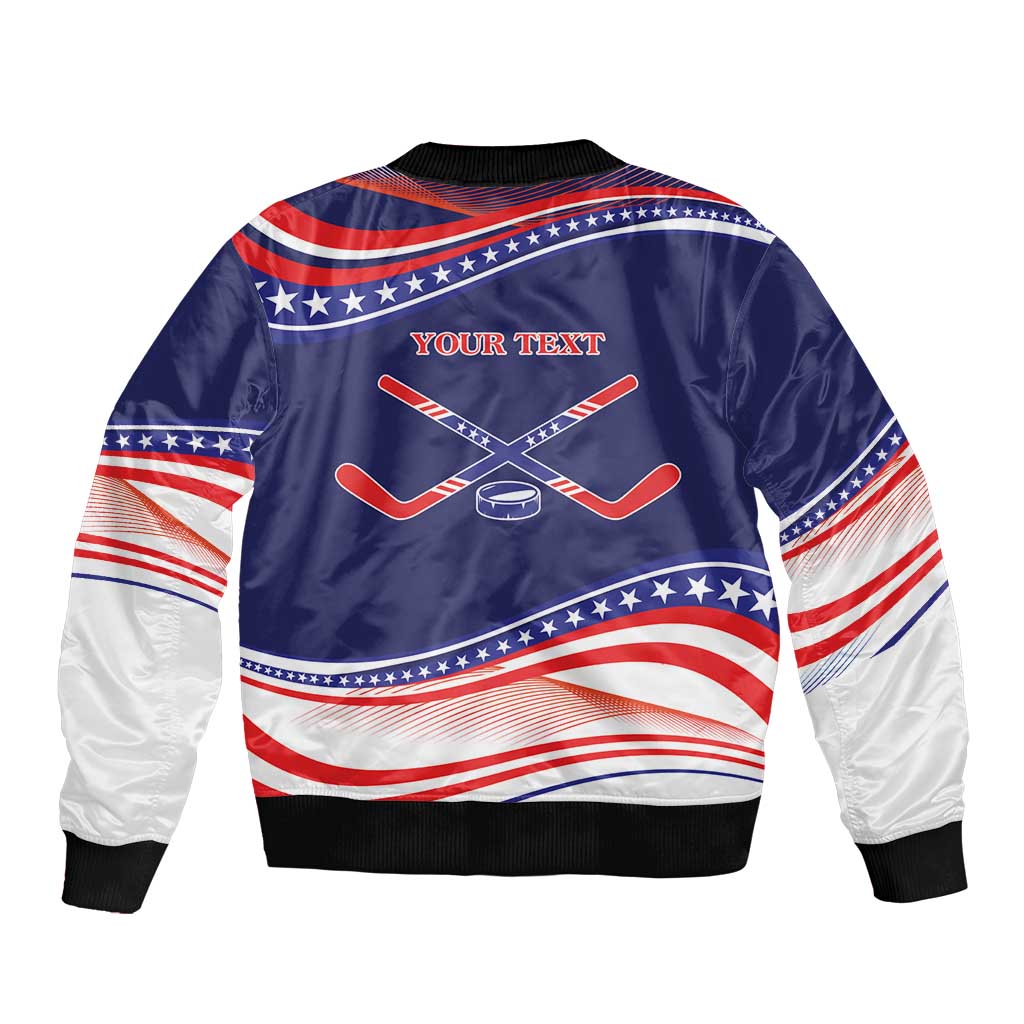 My Gold Medal Winning Hockey Team Personalized Sleeve Zip Bomber Jacket Blue Style