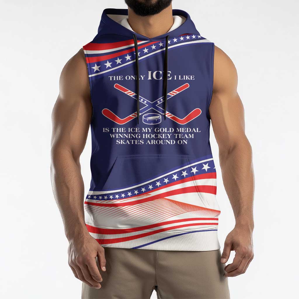 My Gold Medal Winning Hockey Team Personalized Sleeveless Hoodie Blue Style