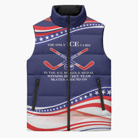 My Gold Medal Winning Hockey Team Personalized Sleeveless Puffer Jacket Blue Style