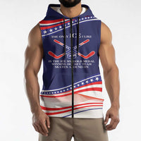 My Gold Medal Winning Hockey Team Personalized Sleeveless Zip Hoodie Blue Style