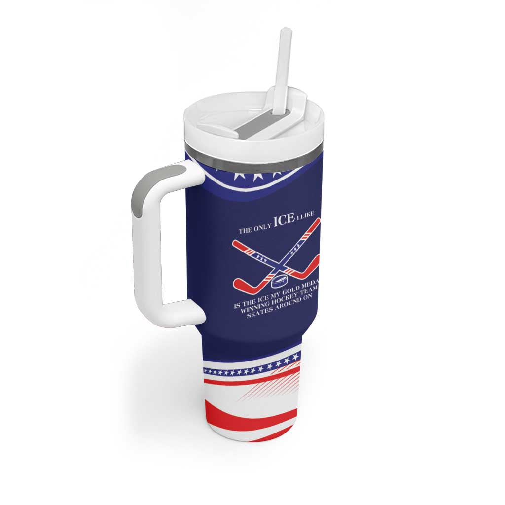 My Gold Medal Winning Hockey Team Personalized Tumbler With Handle Blue Style
