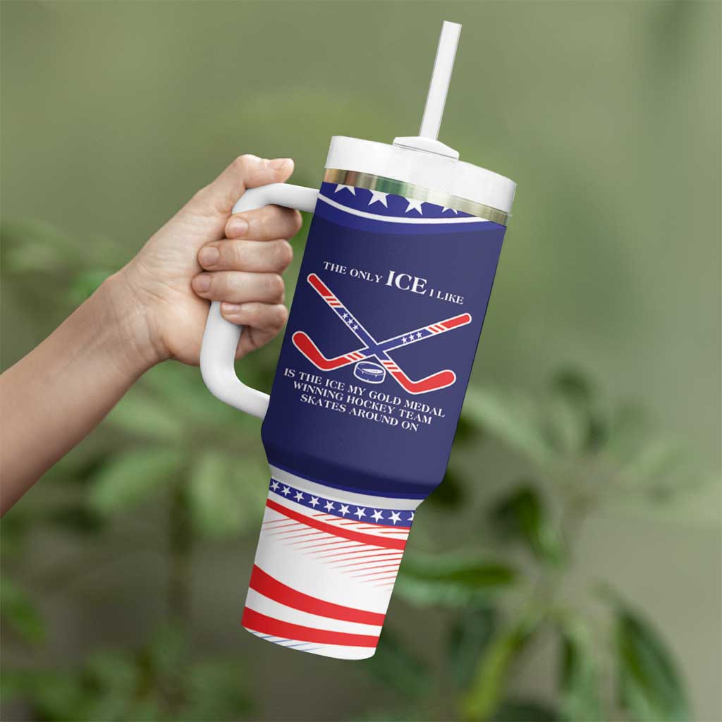 My Gold Medal Winning Hockey Team Personalized Tumbler With Handle Blue Style