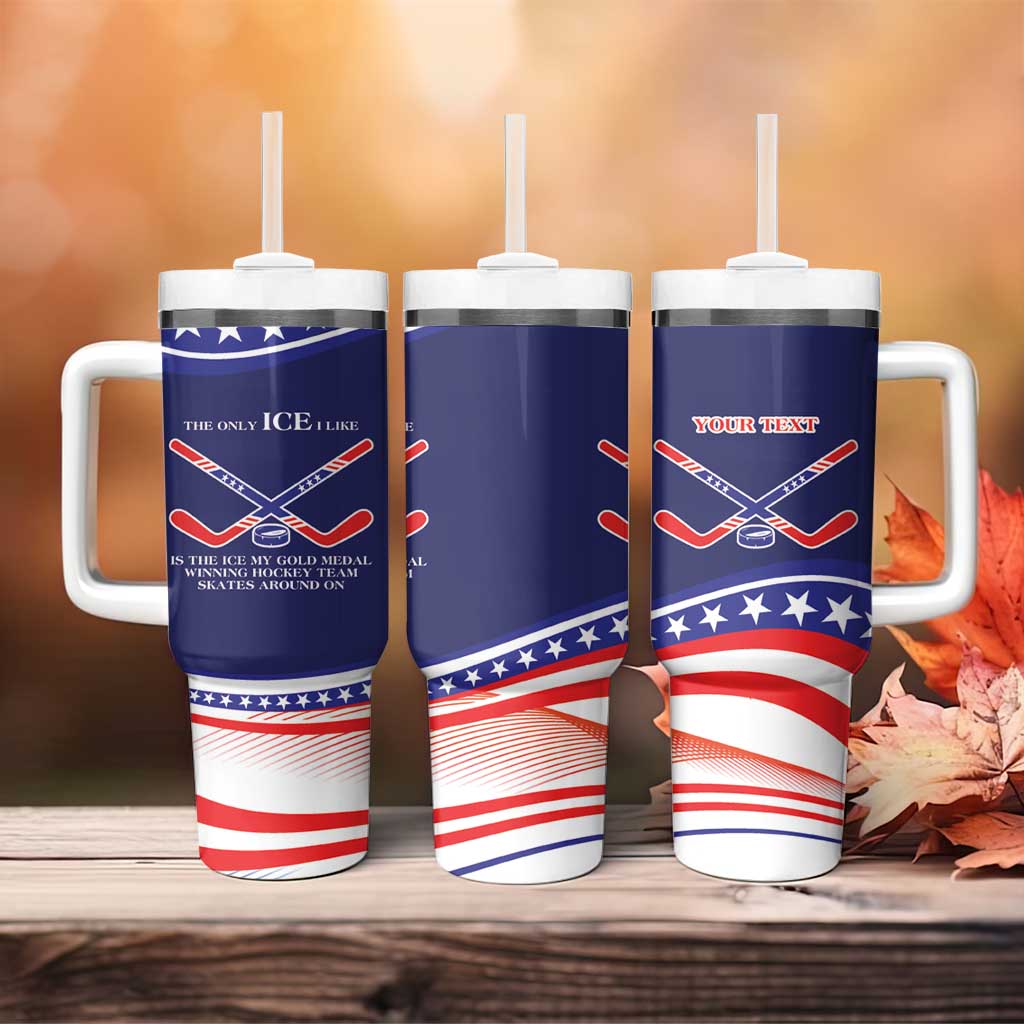My Gold Medal Winning Hockey Team Personalized Tumbler With Handle Blue Style