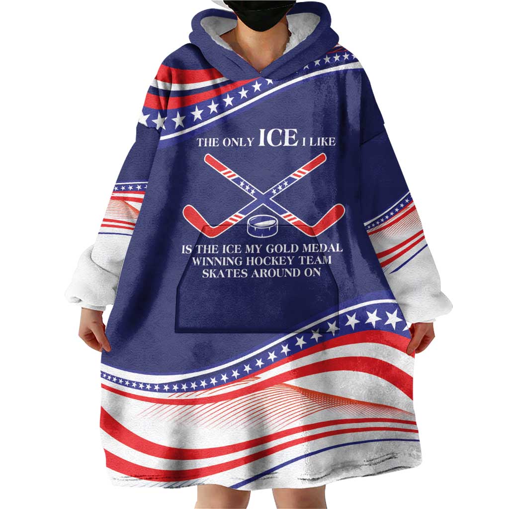 My Gold Medal Winning Hockey Team Personalized Wearable Blanket Hoodie Blue Style