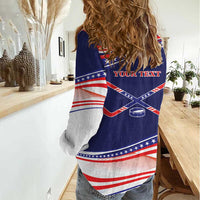 My Gold Medal Winning Hockey Team Personalized Women Casual Shirt Blue Style
