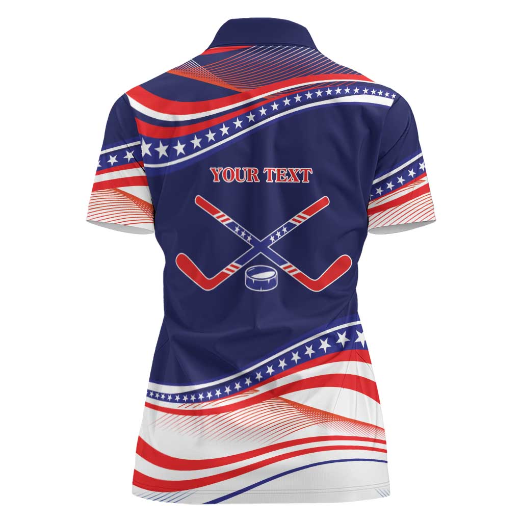 My Gold Medal Winning Hockey Team Personalized Women Polo Shirt Blue Style
