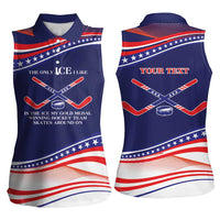 My Gold Medal Winning Hockey Team Personalized Women Sleeveless Polo Shirt Blue Style